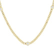 Round Shape Bezel Curb & Cuban Station Diamond Necklace