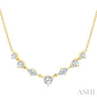 1/2 Ctw Marquise & Round Cut Diamond Necklace in 14K Yellow Gold