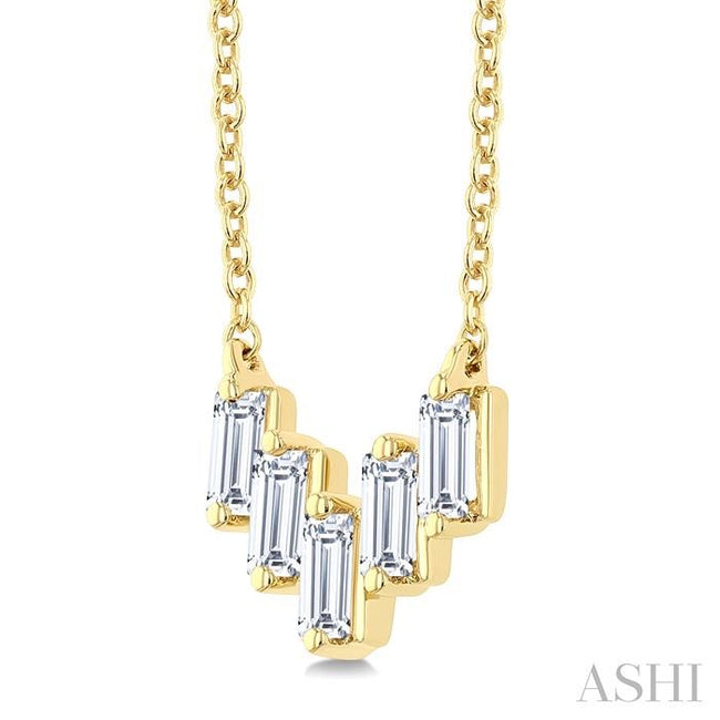 Elegant 1/4ct Baguette Cut Diamond Necklace in 14K Yellow Gold