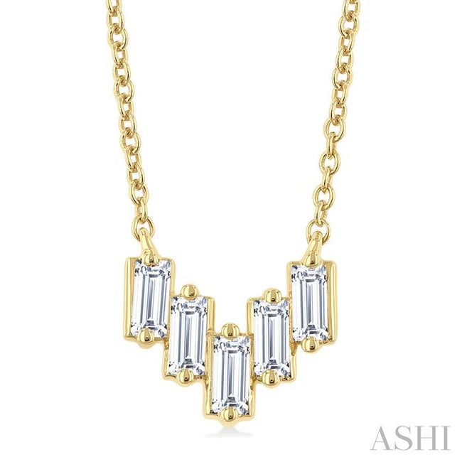 Elegant 1/4ct Baguette Cut Diamond Necklace in 14K Yellow Gold