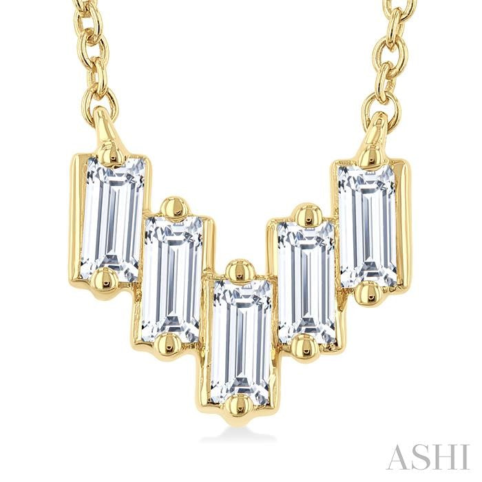 Elegant 1/4ct Baguette Cut Diamond Necklace in 14K Yellow Gold