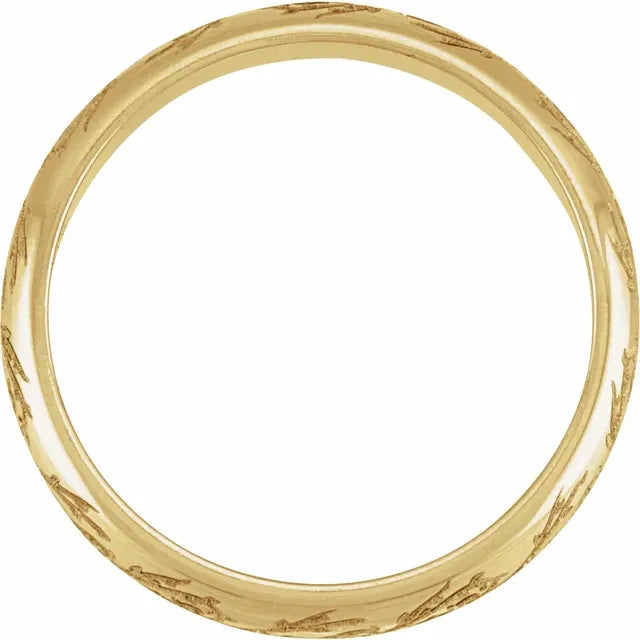 14K Yellow Gold 4 mm Sculptural Half Round Band Size 7