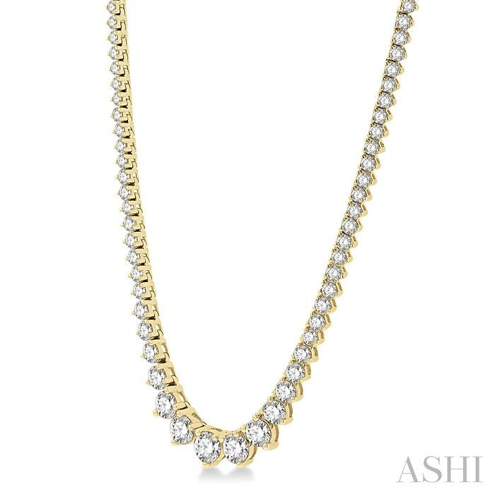 Luxurious 5 Carat Riviera Diamond Tennis Necklace in 14K Yellow Gold