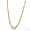 Luxurious 5 Carat Riviera Diamond Tennis Necklace in 14K Yellow Gold