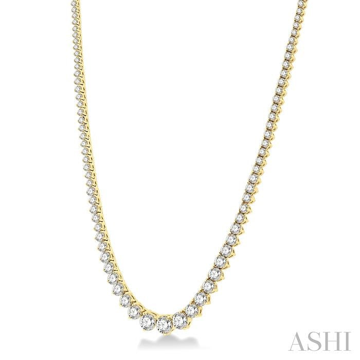 Bold & Elegant 10ct Riviera Round Diamond Tennis Necklace in 14K Yellow Gold