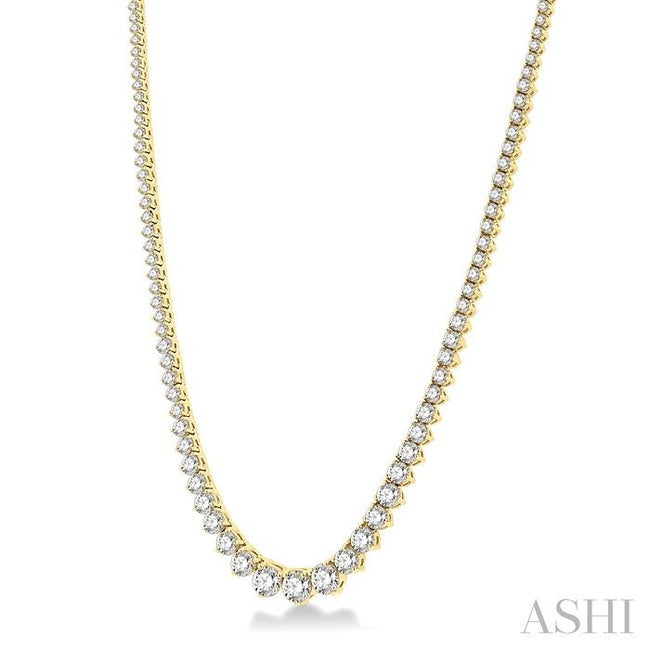 Bold & Elegant 10ct Riviera Round Diamond Tennis Necklace in 14K Yellow Gold