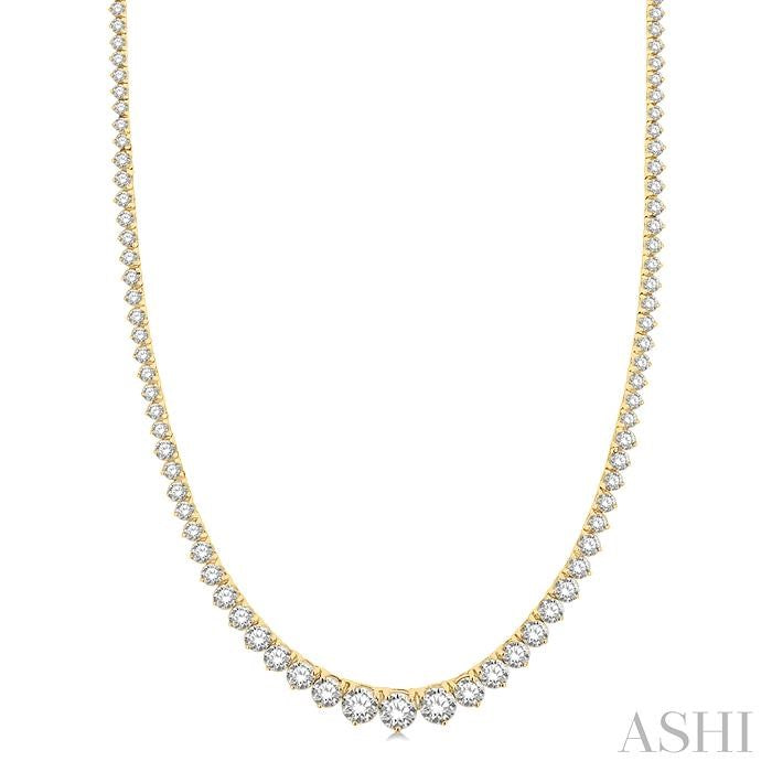 Bold & Elegant 10ct Riviera Round Diamond Tennis Necklace in 14K Yellow Gold