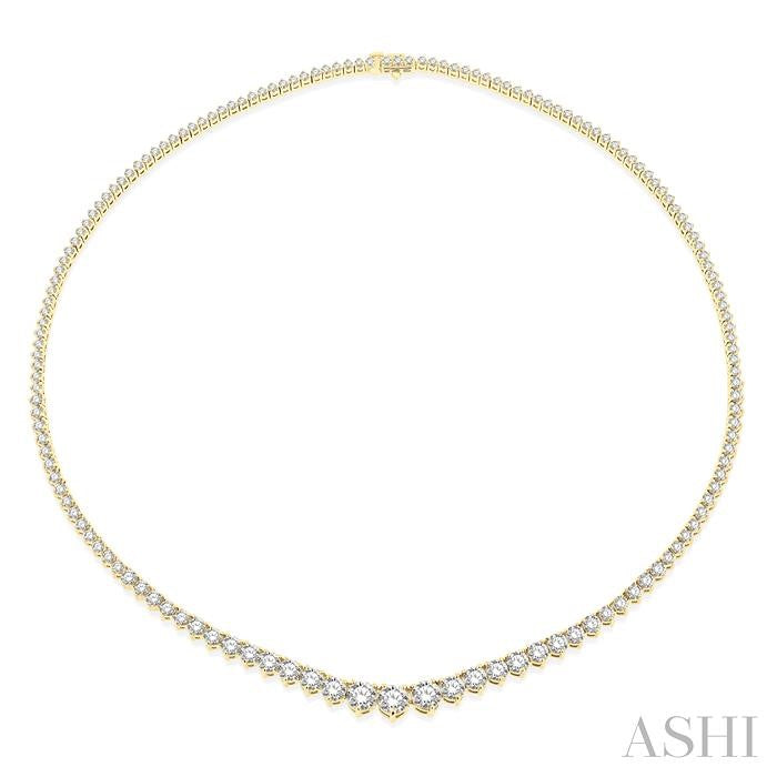 Bold & Elegant 10ct Riviera Round Diamond Tennis Necklace in 14K Yellow Gold
