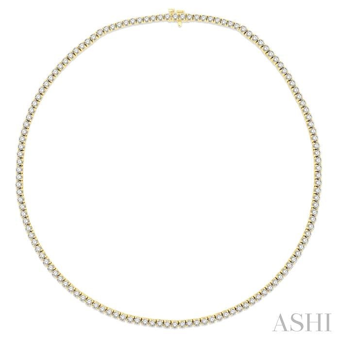 10 ctw Round Cut Diamond Tennis Necklace in 14K Yellow Gold