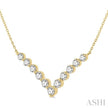 Scintillating 1 Ct Chevron Round Cut Diamond Necklace in 14K Yellow Gold