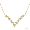 Scintillating 1 Ct Chevron Round Cut Diamond Necklace in 14K Yellow Gold