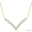 Scintillating 1 Ct Chevron Round Cut Diamond Necklace in 14K Yellow Gold