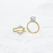 Dazzling Double Chevron Diamond Insert Wedding Ring in 14K Yellow Gold