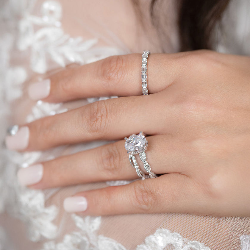 Exquisite Braided Design Couture Diamond Engagement Ring in 14K White Gold
