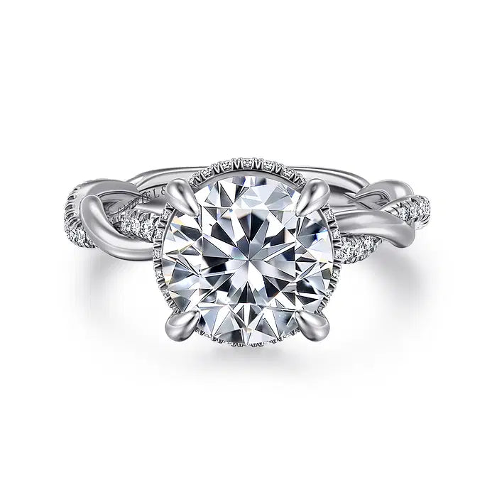 3 Carat 14K White Gold Round Halo Diamond Engagement Ring