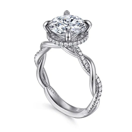 3 Carat 14K White Gold Round Halo Diamond Engagement Ring