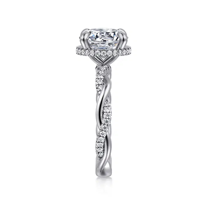 3 Carat 14K White Gold Round Halo Diamond Engagement Ring