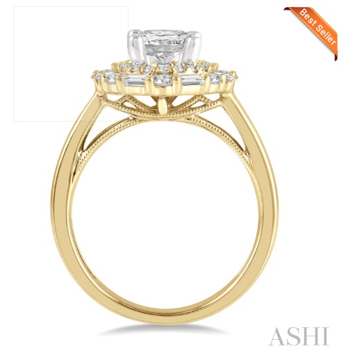 Captivating Oval Shape Baguette and Round Diamond Engagement Ring in 14K Gold | Gemma's Jewelers