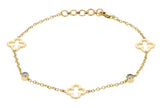 Sophisticated Clover Station Diamond Bracelet in 14K Yellow Gold
