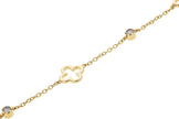 Sophisticated Clover Station Diamond Bracelet in 14K Yellow Gold