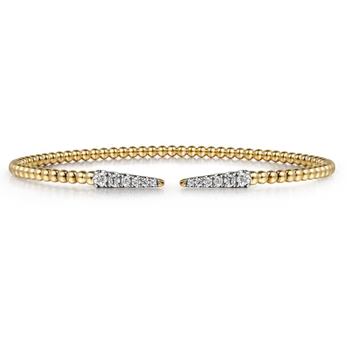 The Bujukan Collection Diamond Open Cuff Bangle in 14K Yellow Gold