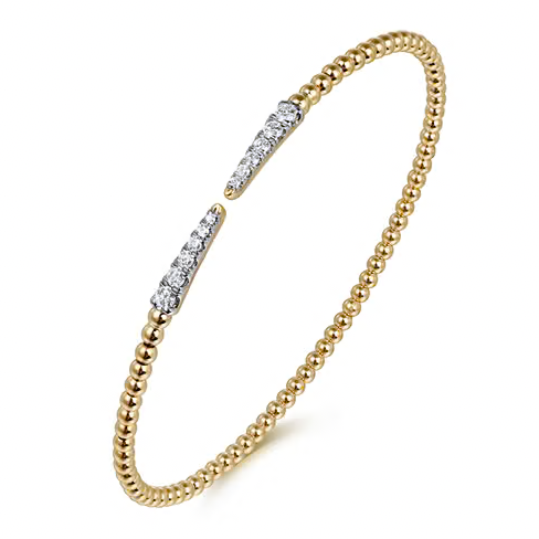 The Bujukan Collection Diamond Open Cuff Bangle in 14K Yellow Gold