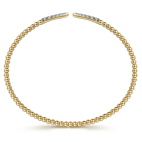 The Bujukan Collection Diamond Open Cuff Bangle in 14K Yellow Gold