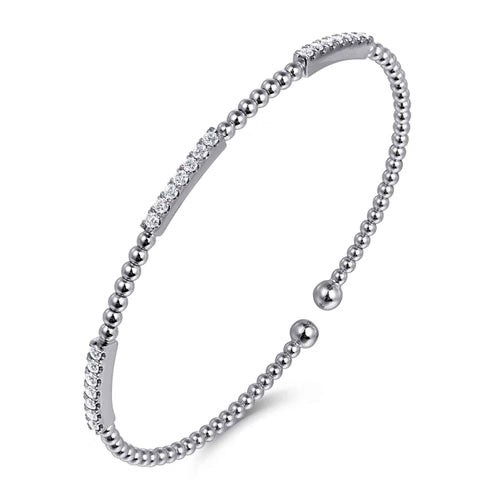 Gabriel & Co. Bujukan Diamond Stations Bangle Bracelet in 14K White Gold