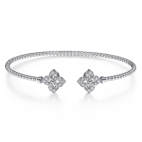 Gabriel & Co. Bujukan Diamond Split Flower Cuff Bangle Bracelet in 14K White Gold