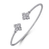 Gabriel & Co. Bujukan Diamond Split Flower Cuff Bangle Bracelet in 14K White Gold