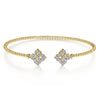 Gabriel & Co. Bujukan Diamond Split Flower Cuff Bangle Bracelet in 14K Yellow Gold