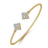 Gabriel & Co. Bujukan Diamond Split Flower Cuff Bangle Bracelet in 14K Yellow Gold