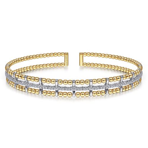 Gabriel & Co. Bujukan Diamond Bold Cuff Bangle Bracelet in 14K Two Tone