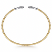 The Bujukan Collection Diamond Loop Open Bangle in 14K Yellow and White Gold