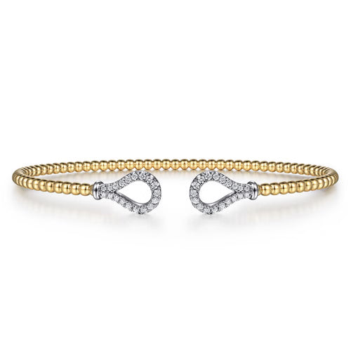 Gabriel & Co. Bujukan Diamond Tear Drops Bangle Bracelet in 14K Two Tone