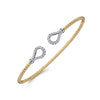 Gabriel & Co. Bujukan Diamond Tear Drops Bangle Bracelet in 14K Two Tone