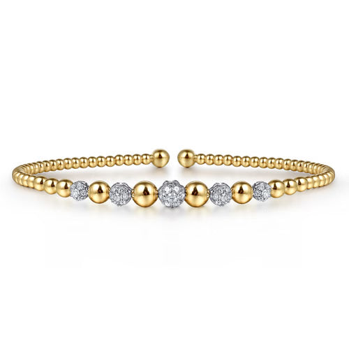 Gabriel & Co. Bujukan Diamond Stations Bangle in 14K Yellow-White Gold