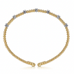 The Bujukan Collection Diamond Station Open Cuff Bangle in 14K White and Yellow Gold