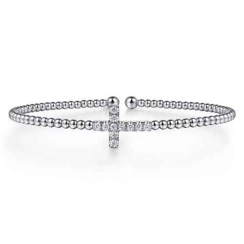 Gabriel & Co. Bujukan Diamond Cross Split Bangle Bracelet in 14K White Gold