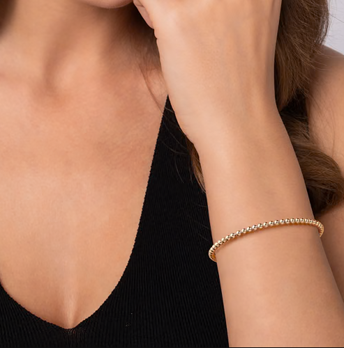 The Bujukan Collection Classic Beaded Bangle in 14K Yellow Gold