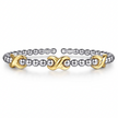 The Bujukan Collection Two-Tone Crossover Station Open Cuff Bangle in Sterling Silver and 14K Gold