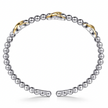 The Bujukan Collection Two-Tone Crossover Station Open Cuff Bangle in Sterling Silver and 14K Gold