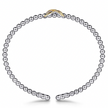 The Bujukan Collection Two-Tone Infinity Beaded Open Cuff Bangle in Sterling Silver and 14K Gold