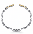 The Bujukan Collection Two-Tone Link Station Open Cuff Bangle in Sterling Silver and 14K Gold