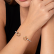 The Bujukan Collection Two-Tone Link Station Open Cuff Bangle in Sterling Silver and 14K Gold