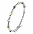The Bujukan Collection Two-Tone Segmented Bead Open Cuff Bangle in Sterling Silver and 14K Gold