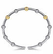 The Bujukan Collection Two-Tone Segmented Bead Open Cuff Bangle in Sterling Silver and 14K Gold