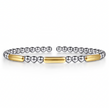 The Bujukan Collection Two-Tone Three-Bar Station Open Cuff Bangle in Sterling Silver and 14K Gold