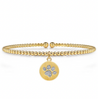 The Bujukan Collection Diamond Paw Print Medallion Open Cuff Bangle in 14K Yellow Gold