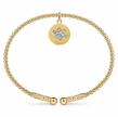 The Bujukan Collection Diamond Paw Print Medallion Open Cuff Bangle in 14K Yellow Gold